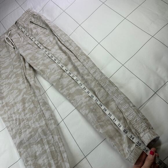 Athleta Pants Womens 4 Cream Camo Cabo Tide Linen Jogger Drawstring Lightweight - Picture 12 of 13
